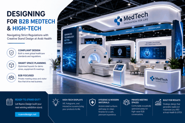 Designing for B2B MedTech & High-Tech: Navigating Strict Regulations with Creative Stand Design at Arab Health